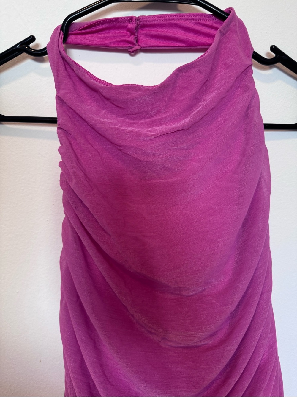 Magenta Halter Ruched Dress